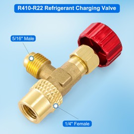 R410 R12 Refrigerant Charging Valve, Safety Flow Control Ball Valve, Brass Low Loss HVAC Fittings for R12 R22 R410A AC Manifold, Mini Split Air Conditioner Tool (5/16'' Male x1/4'' Female)