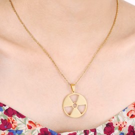 LLYANZ Stainless Steel Cxwind Radiation Hazard Symbol Pendant Radioactive Necklace (gold)
