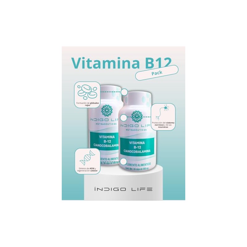 Vitamina B12 en Cápsulas Veganas 2 Pack frascos de 30
