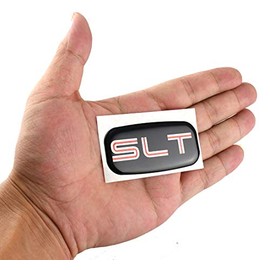 1x SLT Cab Emblem 3D Badge Nameplate Letter Logo Roof Pillar Replacement for 02-07 Yukon Suburban Sierra 03 06 (Chrome/Red)