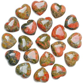 MAIBAOTA Unakite Crystal Heart Healing Crystals Gemstones Pocket Nature Spiritual Energy Gem Stones Set Gifts for Women Reiki Divination Balancing Yoga Meditation 10PCS