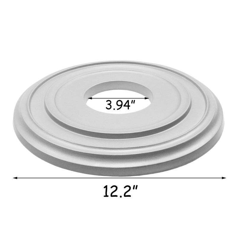 HEVSTIL Silver Ceiling Medallion PU Ceiling Medallion for Light Fixtures