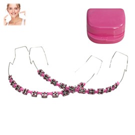 2PCS, Colorful Metal Bracket and Ligature Ties,Temporary Dental Fake Braces,Tooth Decoration with Metal Wires with Hook,Teeth Straightening Kit,Fake Braces,Braces Teeth,Teeth Aligner