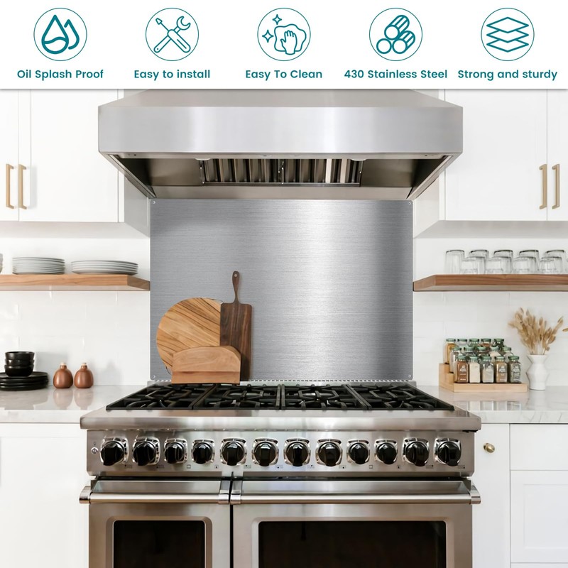 VENFAN 24" x 30" Stainless Steel Backsplash for Stove -