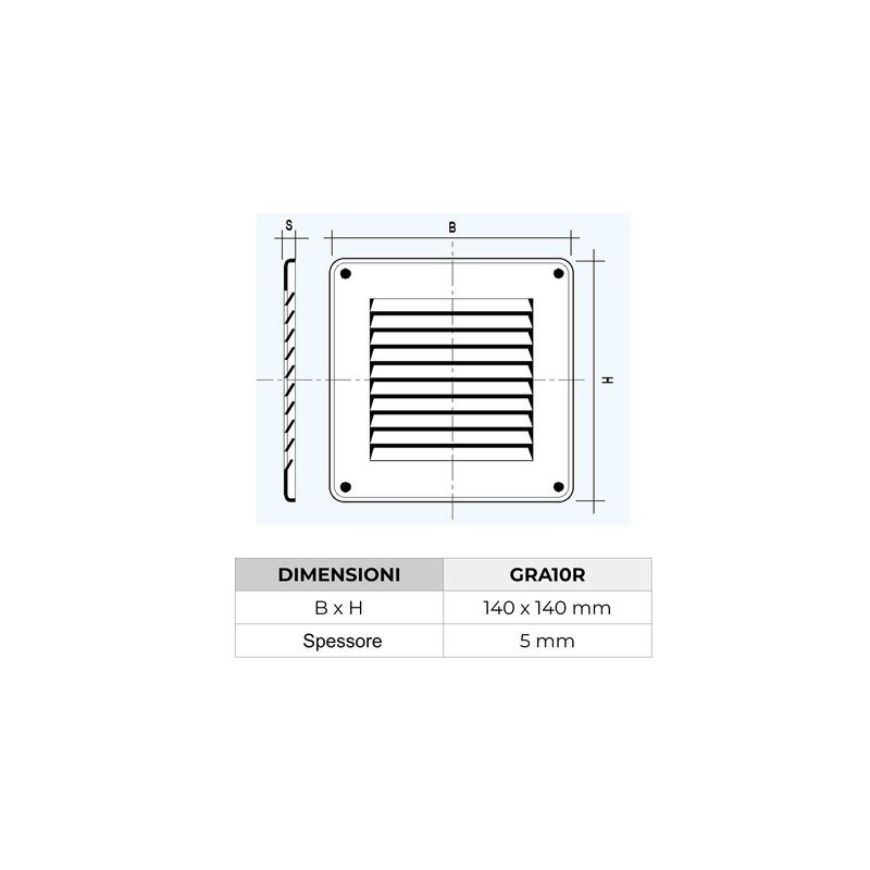 Grate Grille Grille Grille Square Overlay Copper 140x140mm