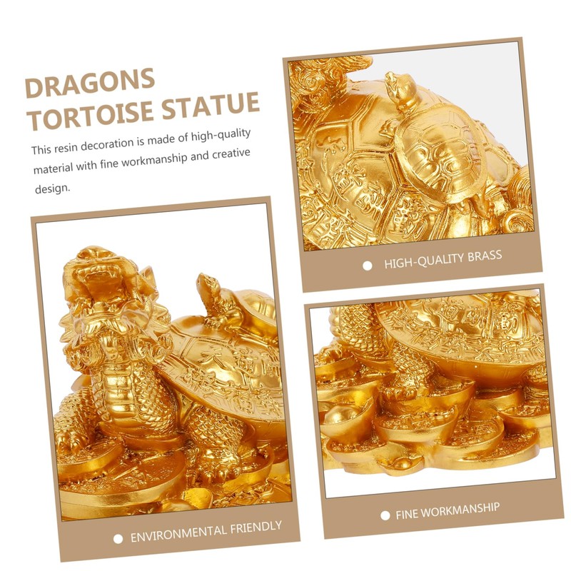 iplusmile 1pc Creative Gold Tortoise Luck Statue Feng Shui Home