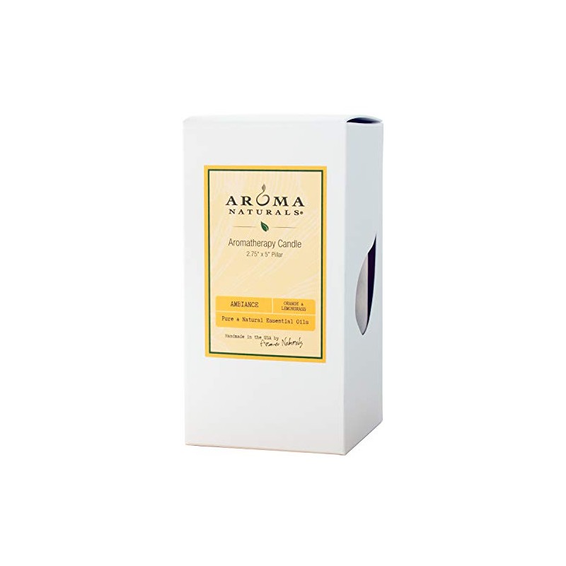 Aroma Naturals Orange and Lemongrass Essential Oil Scented Pillar Candle,