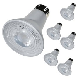 Diodesy- PAR20 LED Long Neck Flood Light Bulb 5W 500 Lumen E26 Medium Base 5000K Bright White Ideal for Track & Recessed Spot Light Bulbs 120V 40° Beam Angle Dimmable White Finish Pack of 6