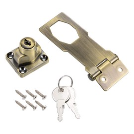 uxcell 3-inch Keyed Hasp Locks Zinc Alloy Twist Knob Keyed Locking Hasp W Screws for Door Cabinet Keyed Alike Bronze Tone 3Pcs