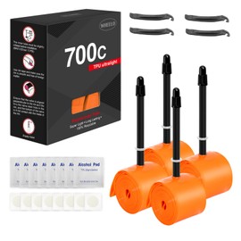 WHEELO 4-Pack TPU 700C×18-32C Bike Inner Tube: Lightweight Road Bicycle Tube with 85mm Presta Valves (Include 8PCS Bike Tube Patch Repair Kit)