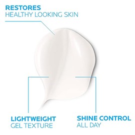 La Roche-Posay - Crema hidratante facial mate de doble reparación Toleriane, humectante en gel diario para controlar la piel grasa con niacinamida, si