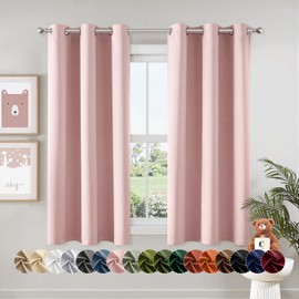 MIULEE Baby Pink Blackout Curtains for Girls Bedroom Living Room 63 Inches Long 2 Panels, Nursery Thermal Insulated Room Darkening Drapes Solid Grommet Top Noise Reducing Window Curtains 40x63 Inch