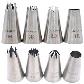 Tumtanm Professional Large Piping Nozzles, 4pcs Stainless Steel Seamless Icing Piping Nozzle Tip Set for Cupcakes and Baking