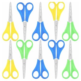 School Scissors Colourful 1x 5X 10x 20x Pack with Plastic Handles and Stainless Steel Blades Ruler Safety 130mm Children Kids Blue Yellow Green Craft (1 Pair)