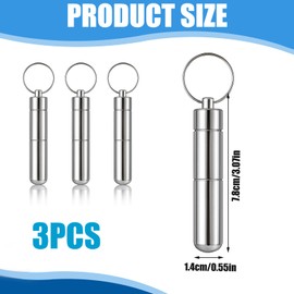 Hawpasy 3PCS Pocket Toothpick Holder Waterproof Aluminium Alloy Toothpick Box with Key Ring Portable Metal Pill Case, 2.8 x 0.6 Inch Travel Case for Toothpicks, Swabs, Pills, and Small Items