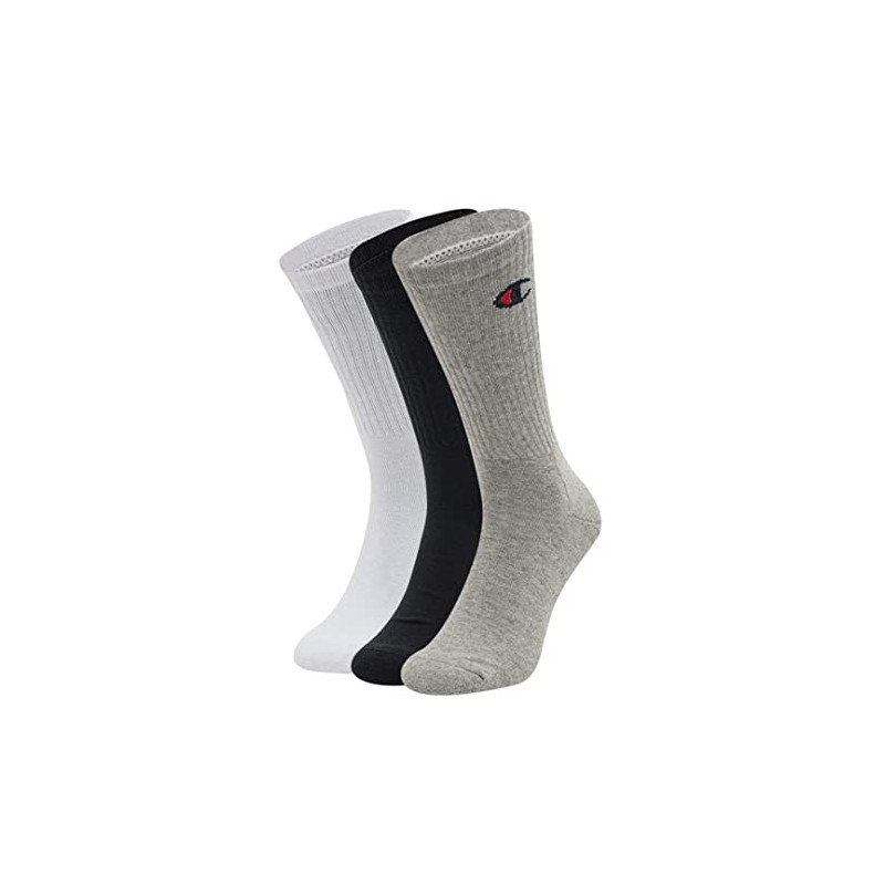 Champion Unisex Socks (Pack of 3), Light grey mottled, white,