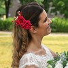 BETITETO Bridal Rose Flower Headpiece Boho Handmade Pearl Crystal Gold