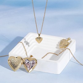 UNICRAFTALE about 3 Sets Heart Photo Frame Charms Gold Picture Locket Charm 3 Styles Brass Locket Pendants Photo Memory Necklace Chain Bouquet Picture Charm for Women Men Wedding Jewelry Making Kits