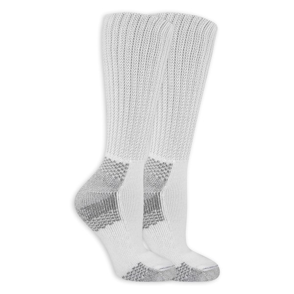 Dr. Scholl's Women's Advanced Relief Diabetic & Ciculatory Crew Socks (2 Pack), White, Shoe Size: 8-12
