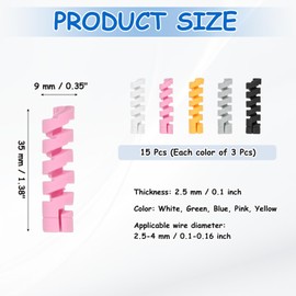 sourcing map 15Pcs Charger Cord Protectors, Flexible Rubber Spiral Cord Protector for Phone Charger Headphone Laptop, Black, Gray, White, Pink, Yellow