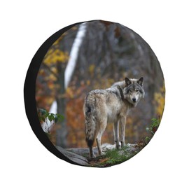 Universal Replacement Wheel Cover Lonely Wild Grey Wolf Waterproof Spare Wheel Cover Dustproof Tyre for Trailer, Motorhome, SUV, Off-Road Vehicle Wheel 16 Inch