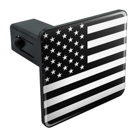 Graphics and More Subdued American USA Flag Black White Military Tactical Tow Trailer Hitch Cover Plug Insert 1 1/4 inch (1.25")