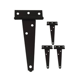 QCAA Steel Light T Hinge, 6"x2-11/16"x1.5mm, Elegant 2-Layered Frosted Matte Black, Powder Coated, 4 Pack