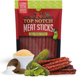 Top Notch Meat Sticks - 10 oz Bag of Beef Jerky Sticks - High Protein Snacks for Kids and Adults - Flavorful Stick of Premium Beef Jerky (Dill Pickle)
