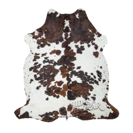 HIDES BAZAAR Light Tricolor Cowhide Rug Premium Cowhide Leather with Mixed White, Brown & Black Color Pattern - Natural Cowhide Rug for Office & Home Decor - Cow Hide Rugs 6x8 ft