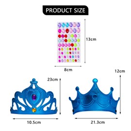TAMUNI 18 PCS Princess Peach Crown Foam Tiaras, Sparkle and Create Gem Diamond Stickers, and Tattoos - Perfect for DIY Princess Fun