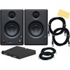 PreSonus Eris E3.5 Studio Monitor Pair Bundle with Isolation Pads, XLR Cables, TRS Cables, and Austin Bazaar Polishing Cloth