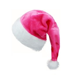 CZolden Plush Christmas Hat Pink Velvet Santa Hat for Women Men Christmas Holiday New Year Party Supplies