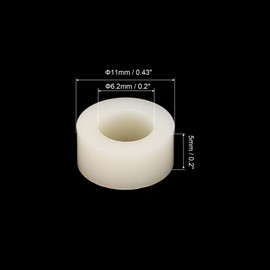 PATIKIL M6 Round Spacer Washer Set, 60 Pcs ABS Plastic Spacer Washer 6.2mm ID, 11mm OD, 5mm Length for M6 Screws