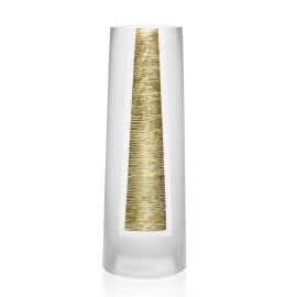 Homeroots 11" Clear And Gold Cylinder Lead Free Crystal Table Vase
