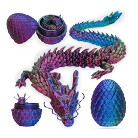 TEOXQPBJ 3D Printed Dragon Egg Easter Mysterious Dragon Toy Realistic Movable Dragon Figures Flexible Joints Home Decoration Desk Toy Tri-Colour