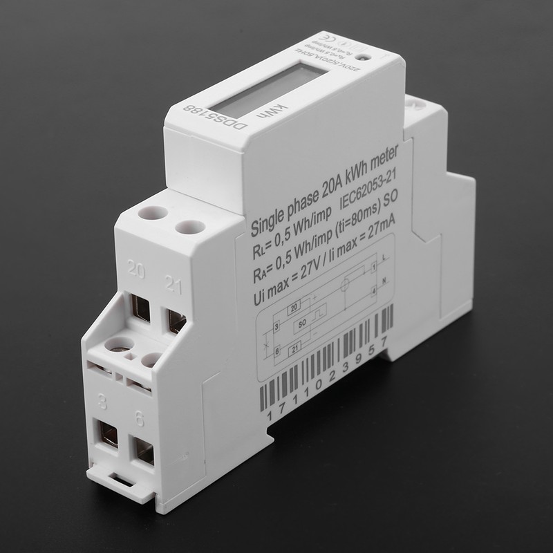 Digital LCD Single Phase Din Rail 5-20A Electronic Energy KWh