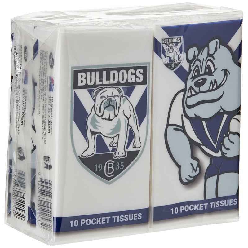 NRL Bulldogs Mascot Pocket Tissues (Pack of 4)