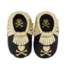 Itzy Ritzy Tokidoki Moc Happens Leather Baby Moccasins (0-6 Hearts & Crossbones)