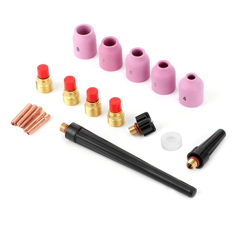 18pcs/set Ceramic Nozzle Collet Gas Lens Kit TIG Welding Gun