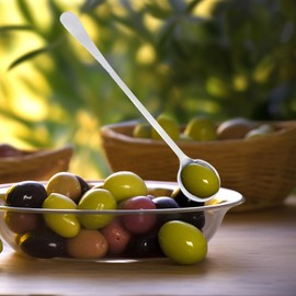 2 Pcs Olive Spoons with Holes, Stainless Steel Olive Spoon for The Jar, Long Handle Pickle Spoons with Drain Hole