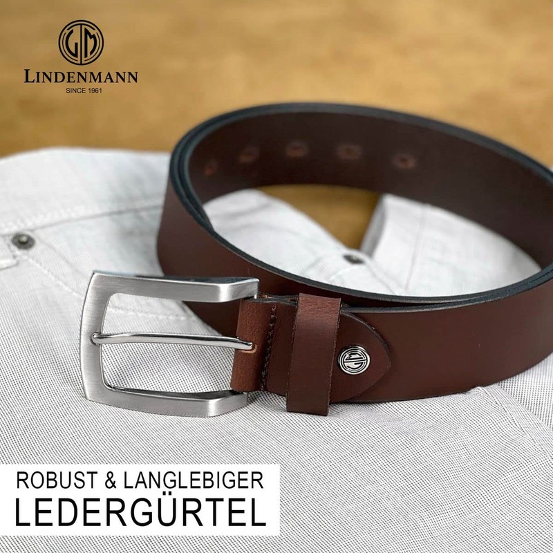 LINDENMANN Men's Leather Belt 40 mm Wide Belt Full Cowhide