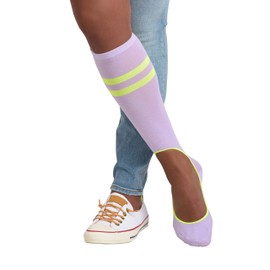 KEYSOCKS Weekend No Show Knee High Socks, Comfortable Sidekick for Casual Fun (Plus Size, Lavender)