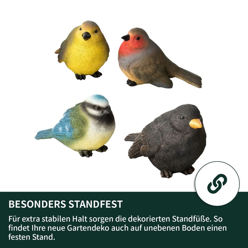 VERDOBA - Garden Decoration 4 Birds - Decorative Figures Made
