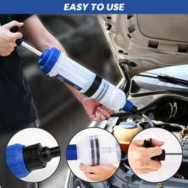 PTSTEL 1500ML/1.58Qt./51OZ Manual Fluid Extractor Pump, Oil Extraction and Filling Pump, Gear Oil & Brake Fluid Changes, Fluid Syringe Style Pump for ATV Boat Automotive Fluid Extraction (1500cc)