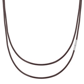 PATIKIL 24" Leather Necklace Cord, 2mm/0.08" Waterproof Braided Leather Necklace Cord Woven Wax Rope Chain with Stainless Steel Clasp for Men Women DIY Pendant Gift, Brown/Silver