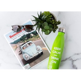 Stainless Steel Insulated Water Bottle – Termos para Agua Fria, Water Bottle Metal, Reusable Without Straw – Double Wall, BPA-Free, Keeps Water Cold 24 h Or Hot 12 h – 17 oz, Green (25 oz)