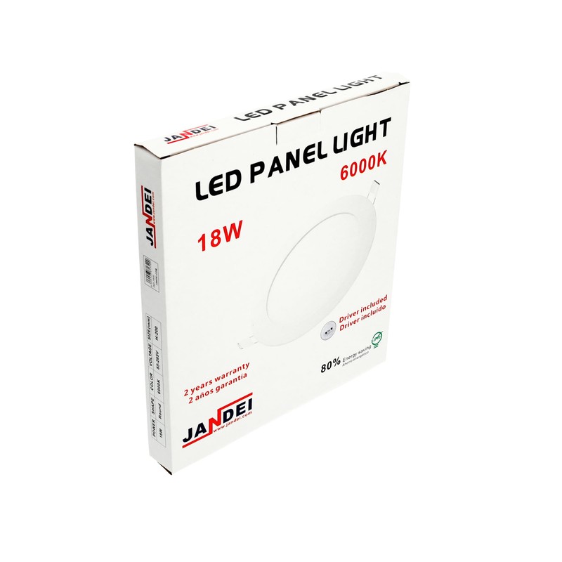 JANDEI - Downlight LED 18W Round 3000K/4200K/6000K Flat White Frosted