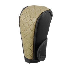 Partuto 1 Pc Universal Car Shift Knob Cover - Automatic Car Knob Gear Sticky Protector Decorative - Faux Leather Black Beige