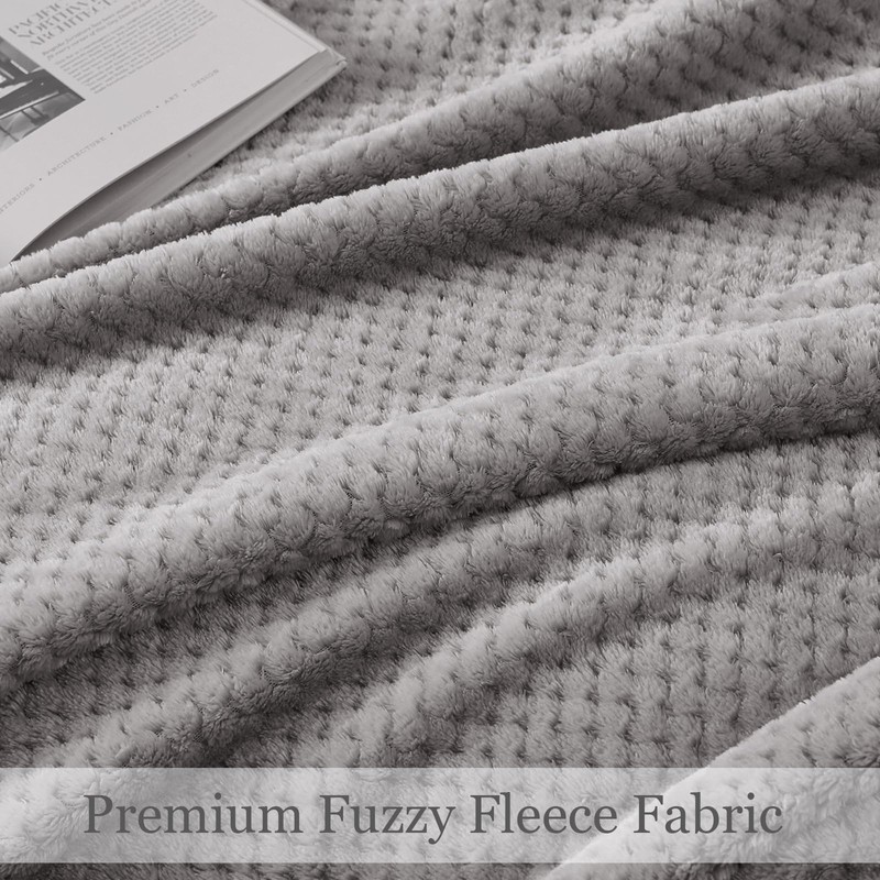 Yebeda Cuddly Waffle Blanket, 130 x 170 cm, Light Grey,