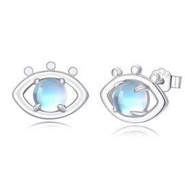 Moonstone Earrings 925 Sterling Silver Evil Eye Earrings Evil Eye Jewellery Hypoallergenic Studs Gifts Valentine's Day for Women